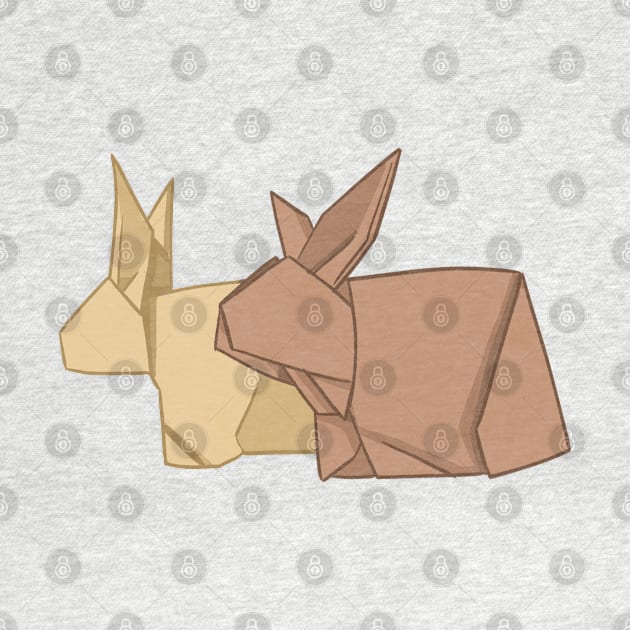 Brown Origami Bunny Couple _ Bunniesmee by GambarGrace